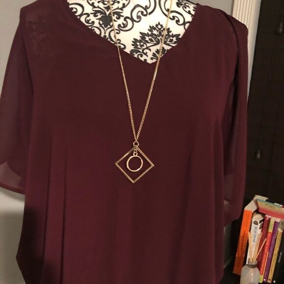 COPY - PURPLE V CUT WOMENS CAREER BLOUSE - Picture 2 of 6